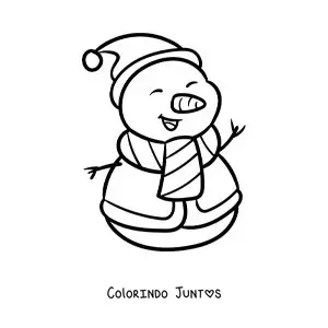 Desenho para colorir de boneco de neve com gorro de Natal