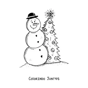 Desenho para colorir de boneco de neve natalino