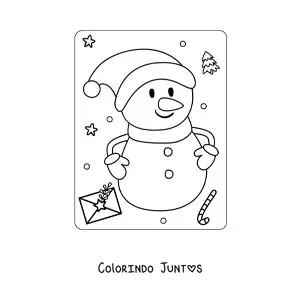 Desenho para colorir de homem de neve no Natal