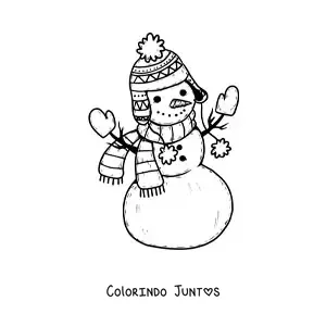 Desenho para colorir de boneco de neve agasalhado