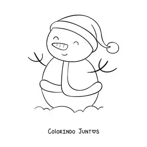 Desenho para colorir de boneco de neve com fantasia de Papai Noel