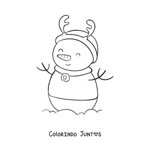 Desenho para colorir de boneco de neve de rena