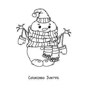 Desenho para colorir de boneco de neve engracado com cachecol