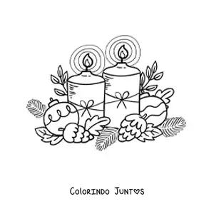 Desenho para colorir de velas de Natal decoradas com bolas