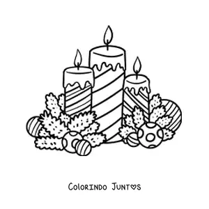 Desenho para colorir de velas de Natal com bolas e enfeites