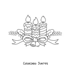 Desenho para colorir de velas de Natal com motivos e sinos