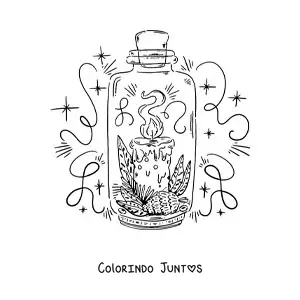 Desenho para colorir de vela de Natal acesa com pinha