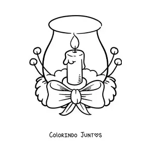 Desenho para colorir de vela de Natal decorada em um pote