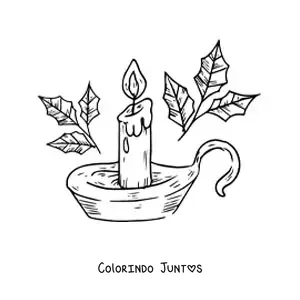 Desenho para colorir de vela de Natal realista acesa