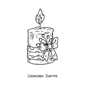 Desenho para colorir de vela de Natal realista decorada
