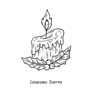 Desenho para colorir de vela de Natal realista com enfeite