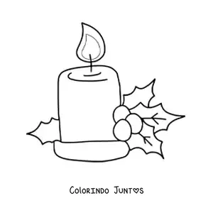 Desenho para colorir de vela de Natal grande decorada