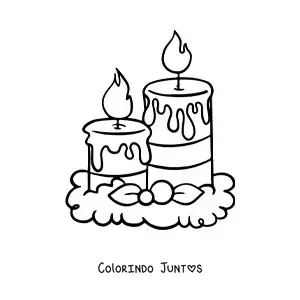 Desenho para colorir de duas velas de Natal grandes