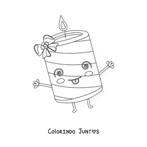 Desenho para colorir de vela de Natal animada