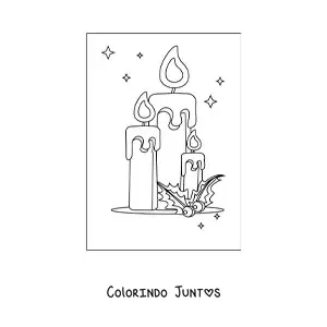 Desenho para colorir de velas de Natal acesas
