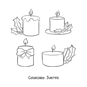 Desenho para colorir de velas de Natal simples