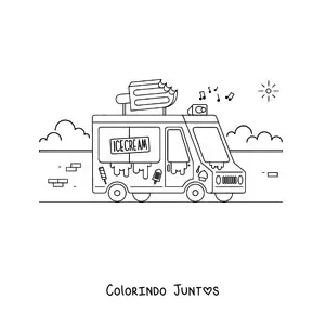 Desenho para colorir de um caminhão de sorvetes