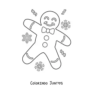 Desenho para colorir de homem-biscoito grande com flocos de neve