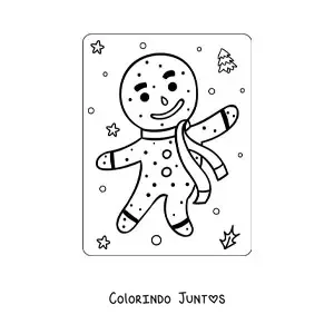 Desenho para colorir de homem-biscoito animado com cachecol