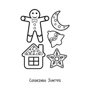Desenho para colorir de homem-biscoito com biscoitos de gengibre