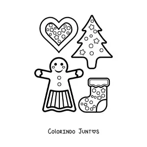 Desenho para colorir de mulher-biscoito com biscoitos de gengibre