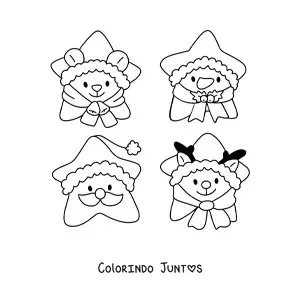 Desenho para colorir de biscoitos de personagens de Natal