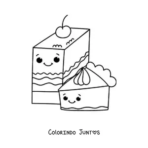 Desenho para colorir de dois bolos kawaii
