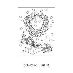 Desenho para colorir de guirlanda de Natal com presentes