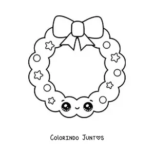 Desenho para colorir de guirlanda de Natal kawaii