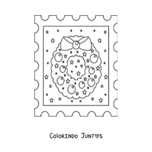 Desenho para colorir de guirlanda de Natal decorada