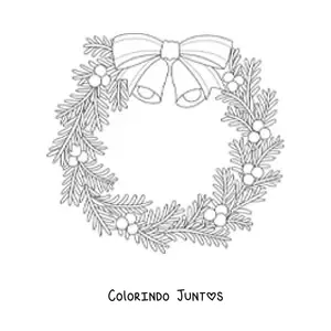 Desenho para colorir de guirlanda de Natal com sinos