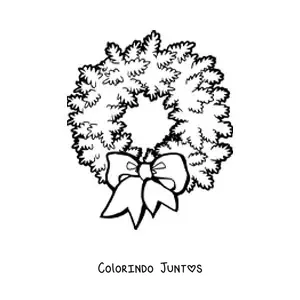 Desenho para colorir de guirlanda de Natal com laco
