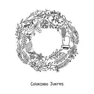 Desenho para colorir de guirlanda de Natal com enfeites