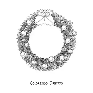 Desenho para colorir de guirlanda de Natal com decoracoes