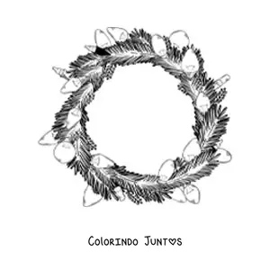 Desenho para colorir de guirlanda de Natal com luzes