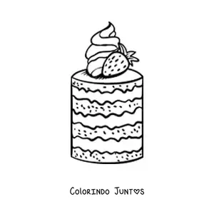 Desenho para colorir de um bolo de morango de várias camadas