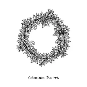 Desenho para colorir de guirlanda de Natal com bastao de doce