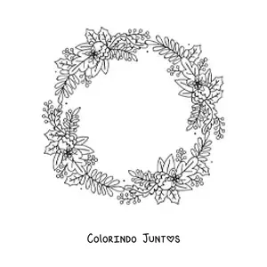Desenho para colorir de guirlanda de Natal com folhas