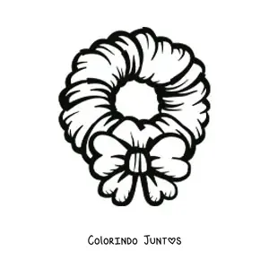 Desenho para colorir de guirlanda de Natal grande com laco
