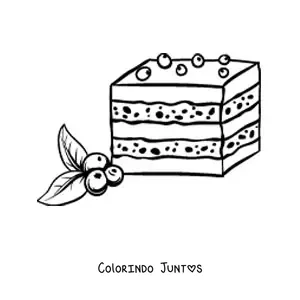 Desenho para colorir de um bolo decorado com mirtilos