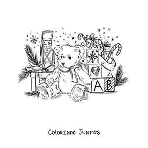 Desenho para colorir de urso de Natal de pelucia realista