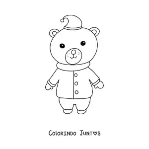 Desenho para colorir de urso natalino