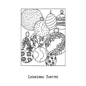 Desenho para colorir de bolas de Natal