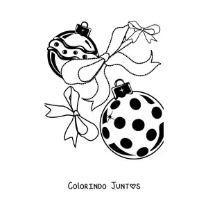 Desenho para colorir de bolas de Natal com lacos