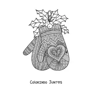 Desenho para colorir de luvas de Natal estilo zentangle