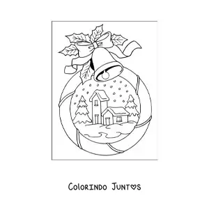 Desenho para colorir de globo de neve de Natal com paisagem