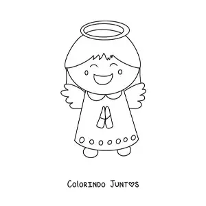 Desenho para colorir de anjinho de Natal rezando