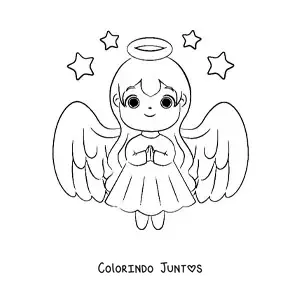Desenho para colorir de anjo de Natal com estrelas