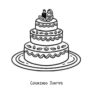 Desenho para colorir de um bolo de casamento