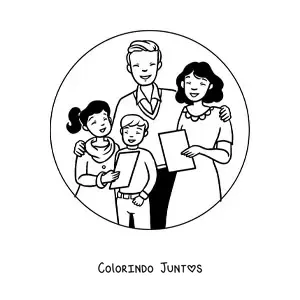 Desenho para colorir de familia unida cantando cancoes de Natal